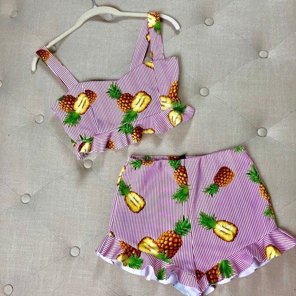 Forever 21 Pants - Forever 21 pineapple tank and shorts matching set
